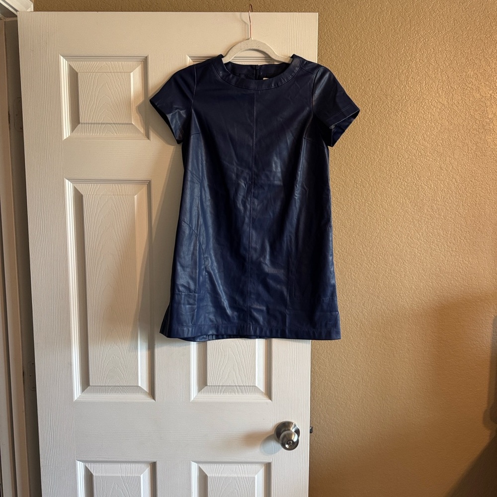 Crewcuts Faux Leather Deep Blue Dress